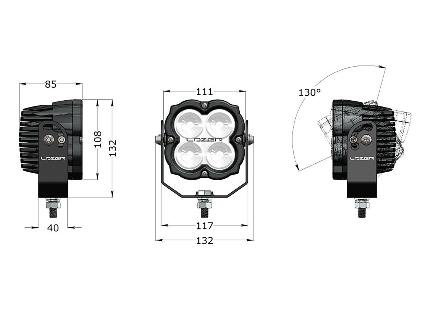 Lazer Utility 45 W Arbetslampa med Slimline-fäste ADR-godkänd | 4560 lm | IP67