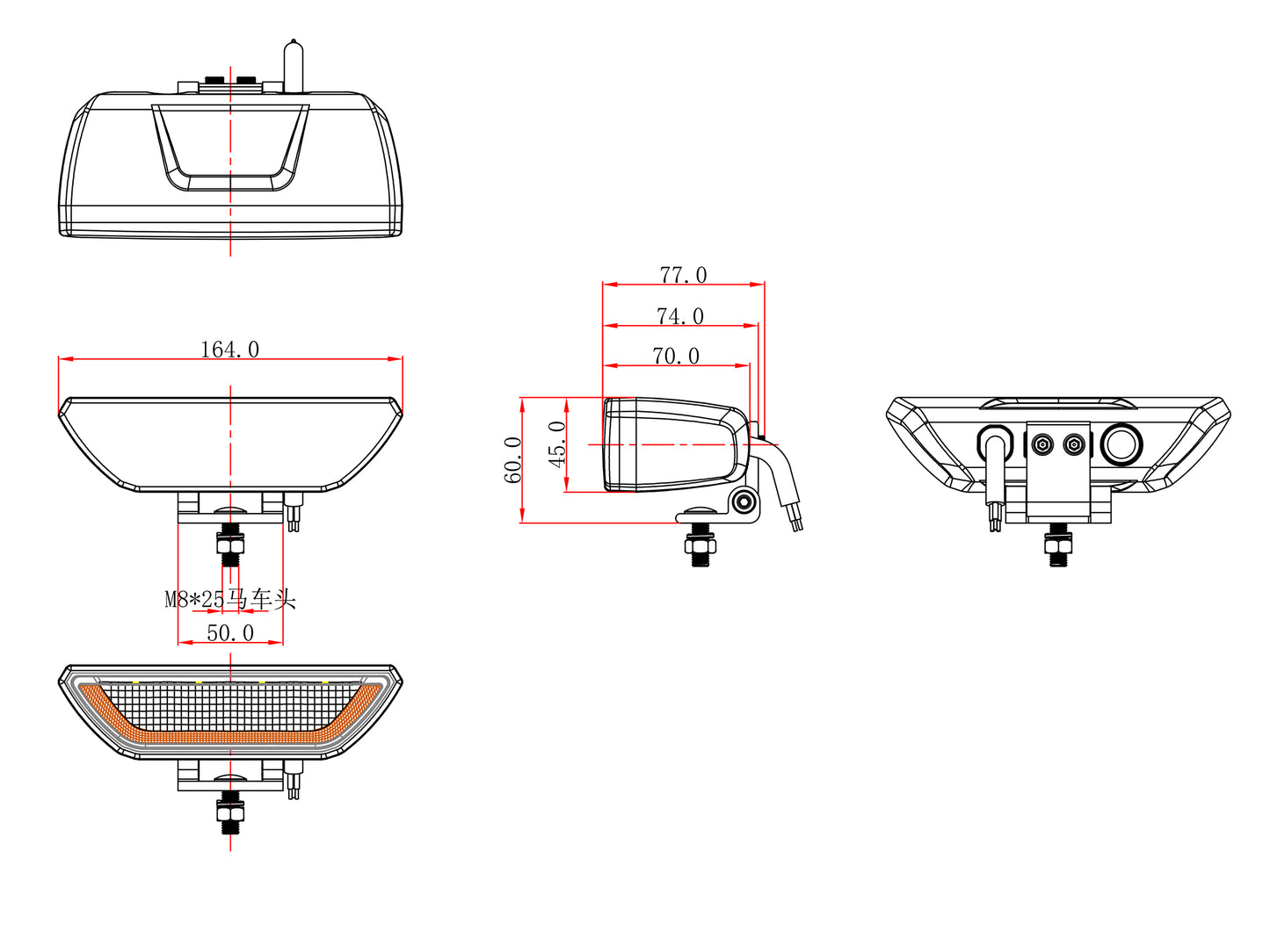 OZZ WR1 65 Backlampa med varningsljus