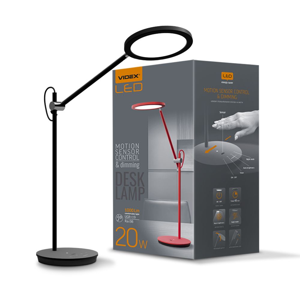 LED Dimbar Skrivbordslampa VIDEX TF15B 20W 4100K Svart