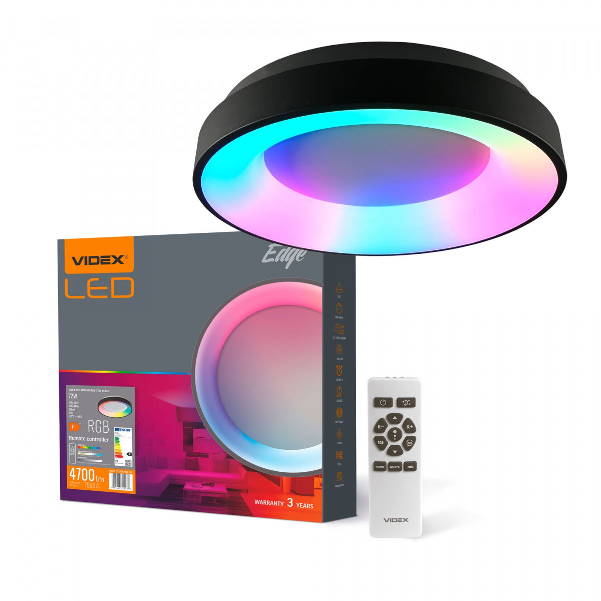 LED-DIMMBAR PENDELARMATUR MED FJÄRRKONTROLL RGB 4700 LM SVART