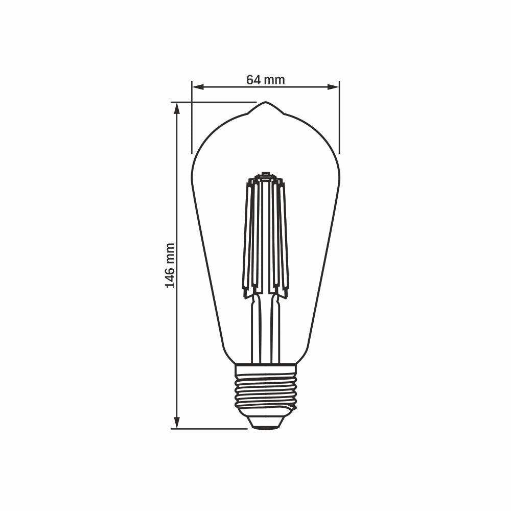LED-lampa VIDEX-E27-ST64-6W-FIL-DIM-AMBER-WW