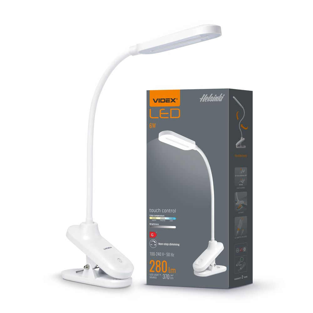 LED Dimbar skrivbordslampa VIDEX-SKRIVBORDSLAMPA-HELSINGFORS-VIT