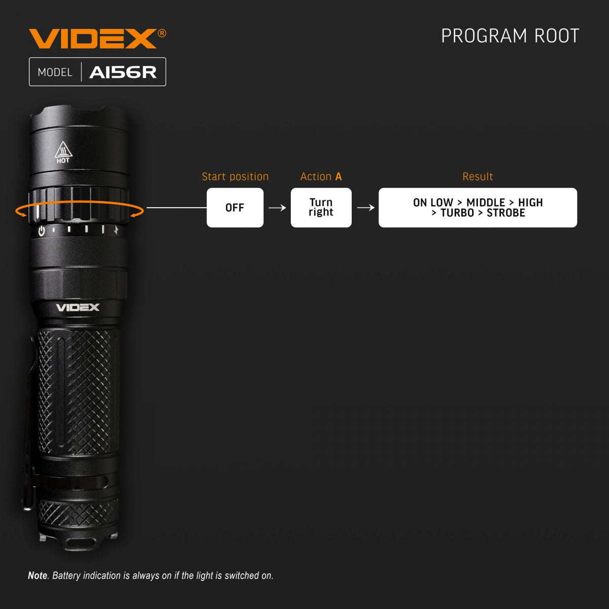 Bärbar LED-ficklampa VIDEX VLF-A156R 1700Lm 6500K