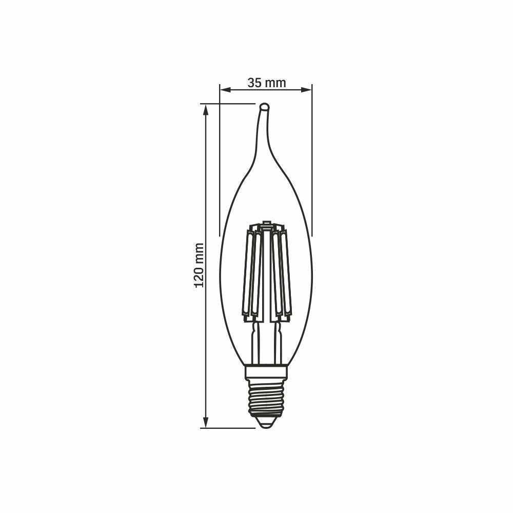 LED-lampa VIDEX-E14-C35-6W-FIL-FLAMMA-NW