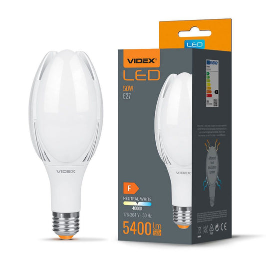LED-lampa VIDEX-E27-A108-50W-NW