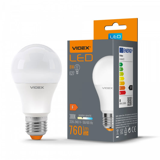 LED-lampa VIDEX-E27-A60-8W-WW