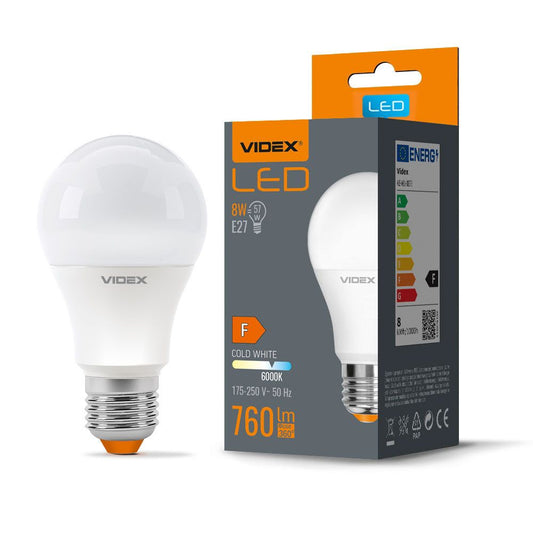 LED-lampa VIDEX-E27-A60-8W-CW