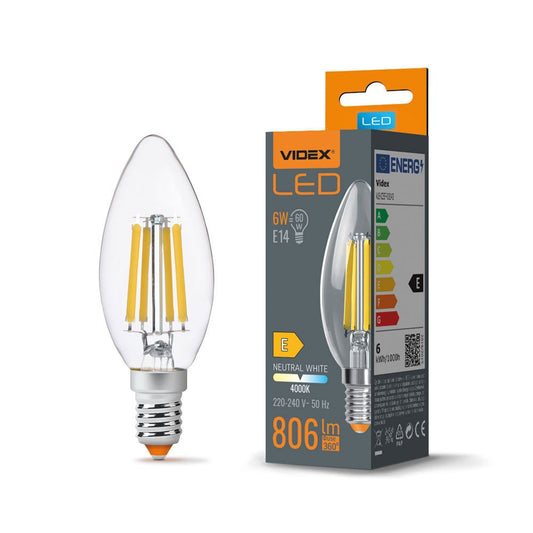 LED-lampa VIDEX-E14-C35-6W-FIL-NW