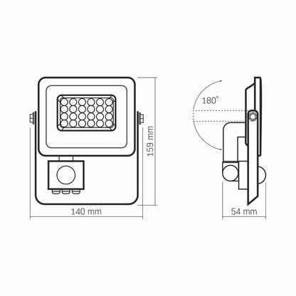 LED strålkastare VIDEX-FLOOD-LED-PIR-LUCA-10W-NW