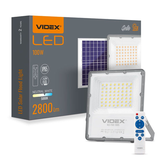 LED Solcellsstrålkastare VIDEX-FLOOD-LED-SOLAR-GELIO-100W-NW