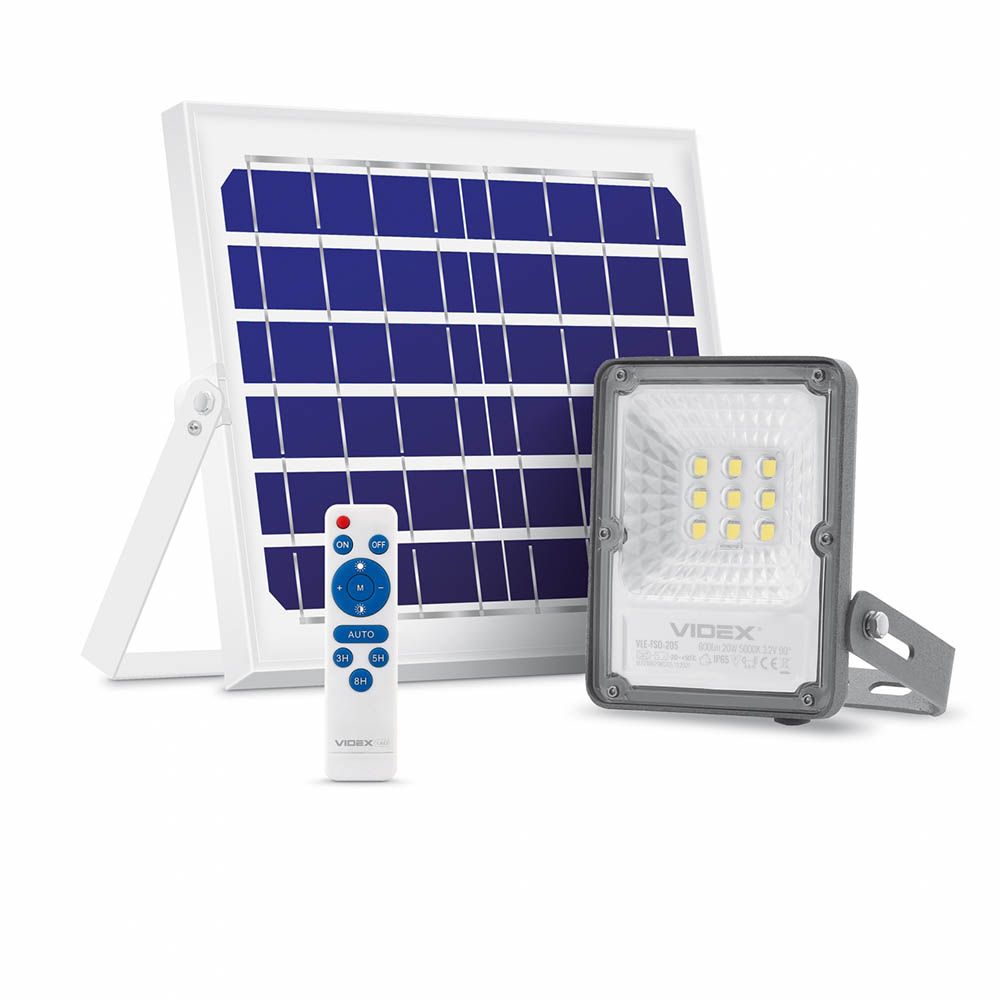 LED Solcellsstrålkastare VIDEX-FLOOD-LED-SOLAR-GELIO-20W-NW