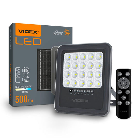 LED Solcellsstrålkastare VIDEX-FLOOD-LED-SOLAR-HORS-500-NW