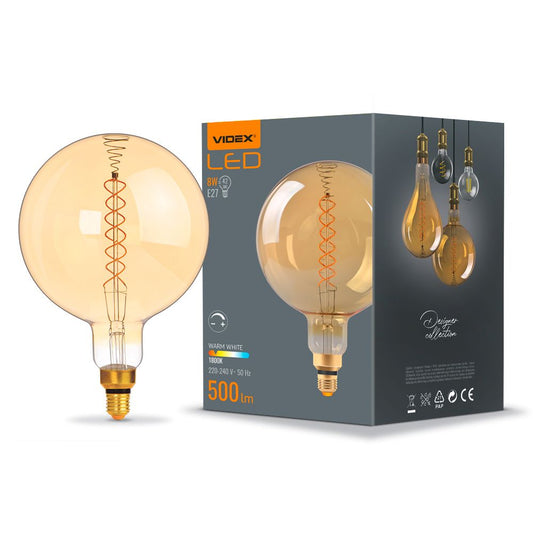 LED-lampa VIDEX-E27-G200-8W-FIL-DIM-SPIRAL-AMBER-WW1