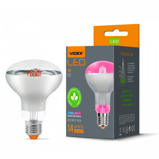 LED växtodlingslampa VIDEX-E27-R80-9W-FITO