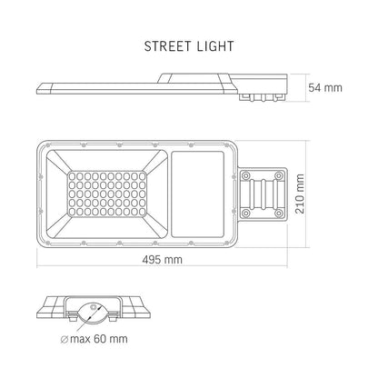 LED Solar gatubelysning VIDEX-STREET-LED-SOLAR-LANA-100W-NW