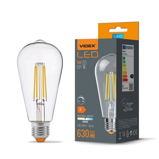 LED-lampa VIDEX-E27-ST64-6W-FIL-DIM-NW
