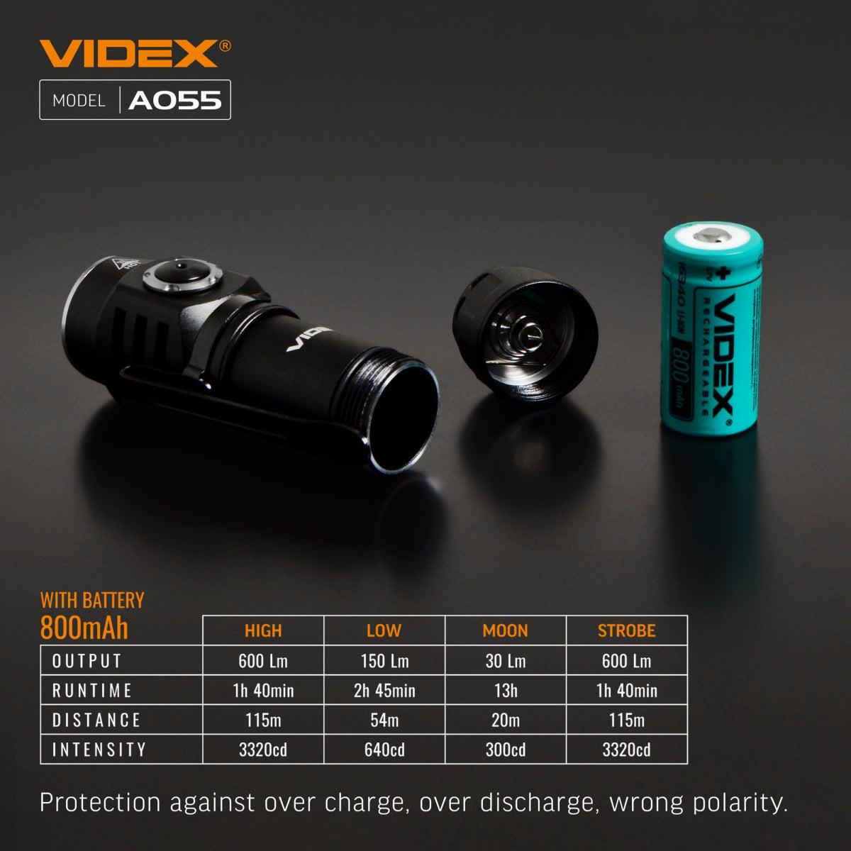 LED Bärbar ficklampa VIDEX VLF-A055 600Lm 5700K