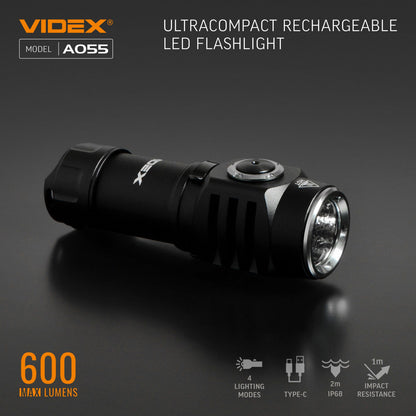 LED Bärbar ficklampa VIDEX VLF-A055 600Lm 5700K