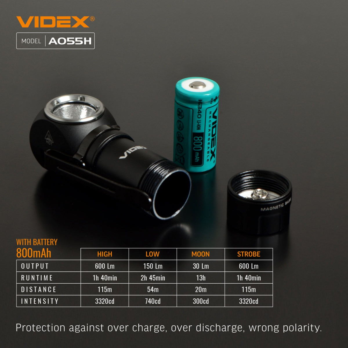 Bärbar LED-ficklampa VIDEX VLF-A055H 600Lm 5700K