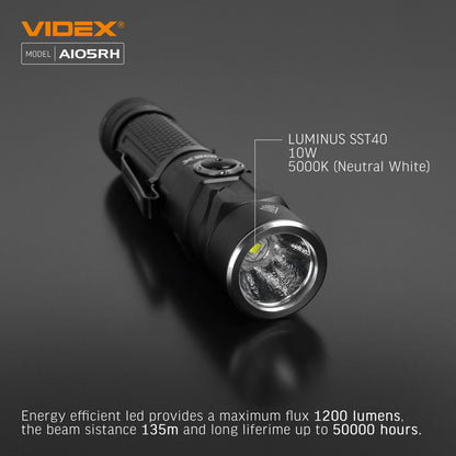 Bärbar LED-ficklampa VIDEX VLF-A105RH 1200Lm 5000K