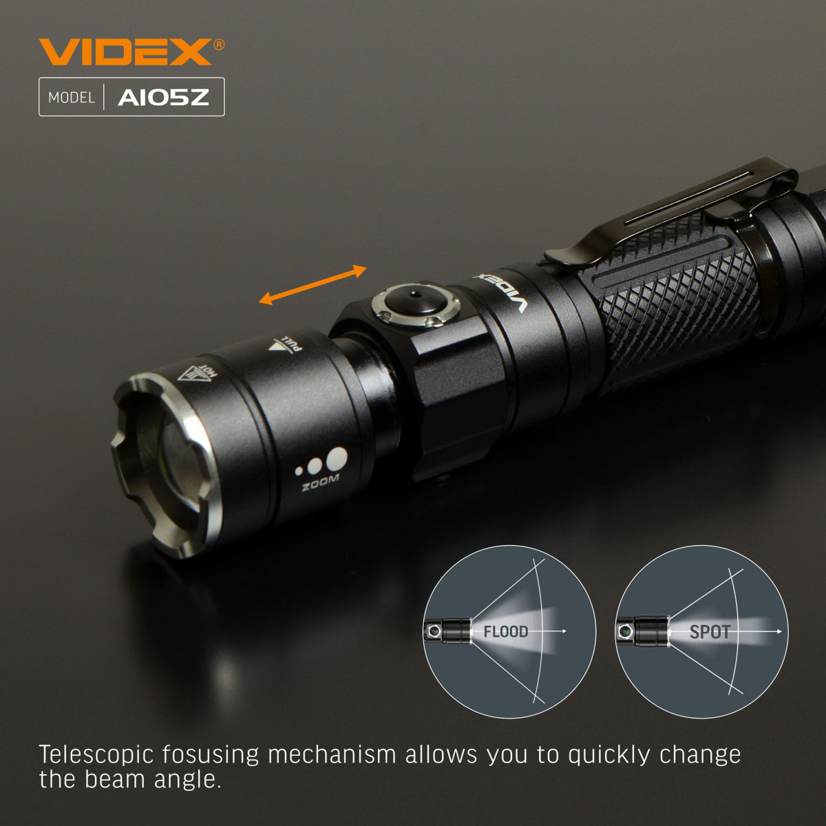 Bärbar LED-ficklampa VIDEX VLF-A105Z 1200Lm 5000K