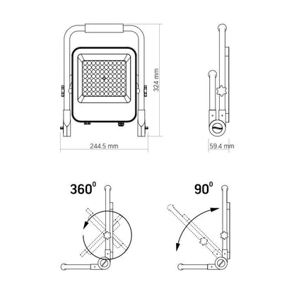 LED Uppladdningsbar Strålkastare VIDEX-FLOOD-LED-EMEKA-50W-NW