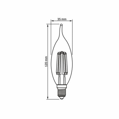 LED-lampa VIDEX-E14-C35-6W-FIL-FLAMMA-NW