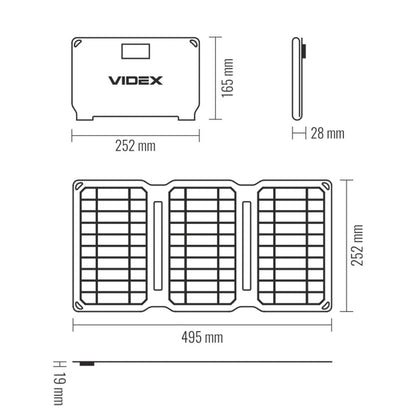 Bärbar solcellsladdare VIDEX VSO-F515UU 15W